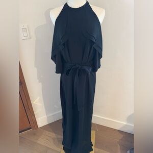 Designers Remix Charlotte brand. Black silk dress with belt size small.